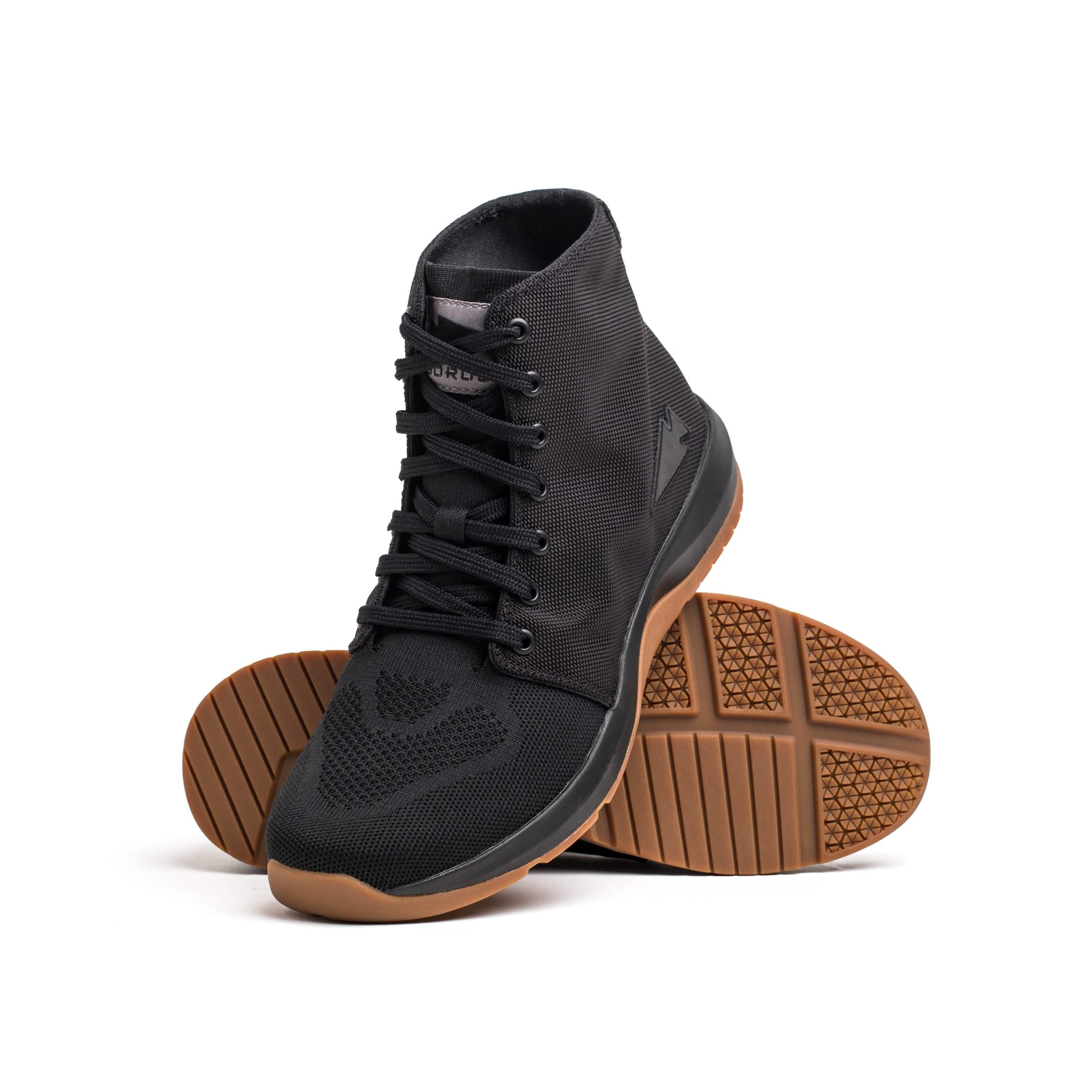 Women's Ballistic Trainers - Mid Top - Black + Gum w/ Black Reflective Spearhead - Image 2