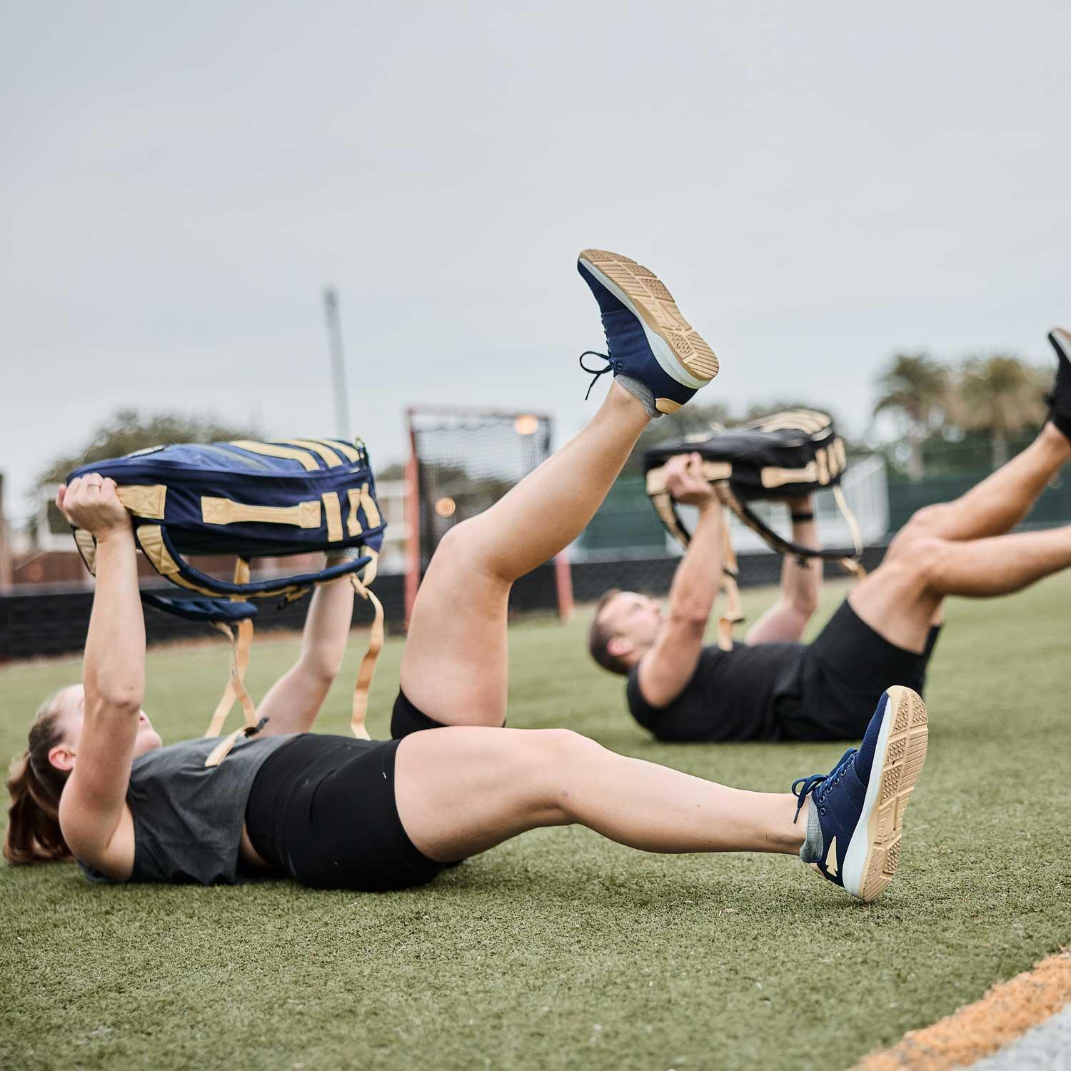 Women's Ballistic Trainers - Navy + White + Gold - Image 2