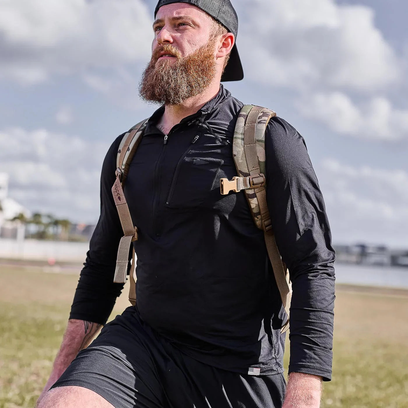 Men's USA Long Sleeve Performance Half Zip - ToughMesh